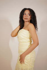 Ruched Chiffon Split Maxi Dress