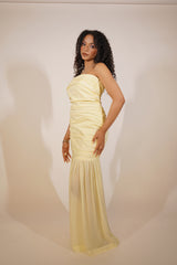 Ruched Chiffon Split Maxi Dress