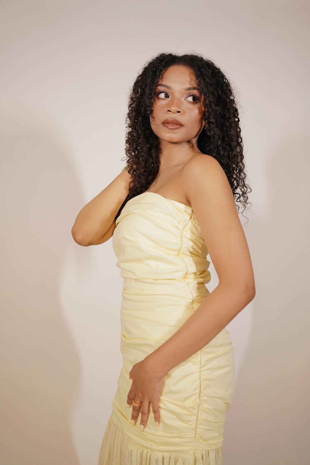 Ruched Chiffon Split Maxi Dress