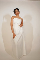 Sleek Strapless White Maxi