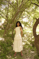 Pleated Back Bow Skirt Set